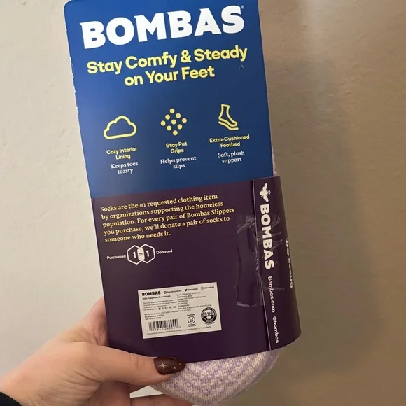 NWT Bombas Purple Gripper Slipper Socks - Picture 2 of 2